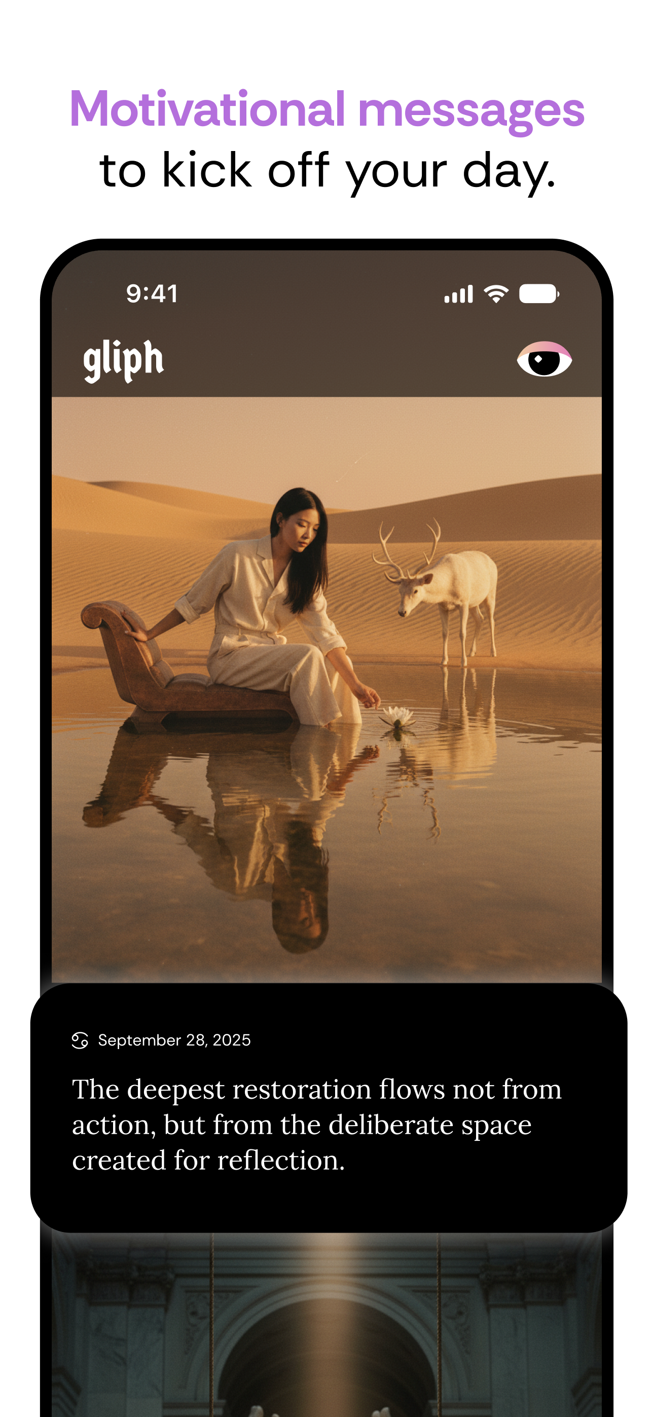 Gliph screenshot showing a shareable horoscope story card with colorful stickers.